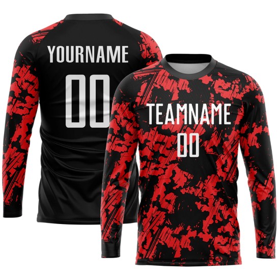 Neues Langarm-Design nach Muster – individuelle Fußballtrikots im Großhandel mit Sublimationsdruck, schnell trocknend Neues Langarm-Design nach Muster – individuelle Fußballtrikots im Großhandel mit Sublimationsdruck, schnell trocknend